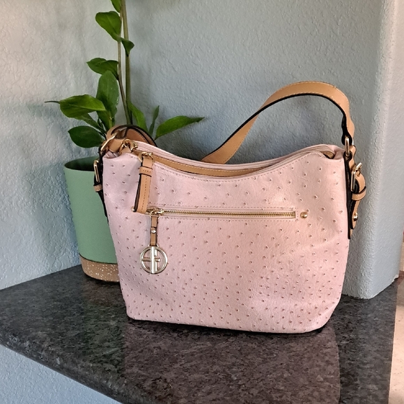 Giani Bernini Pink Faux Ostrich Handbag - Picture 1 of 13